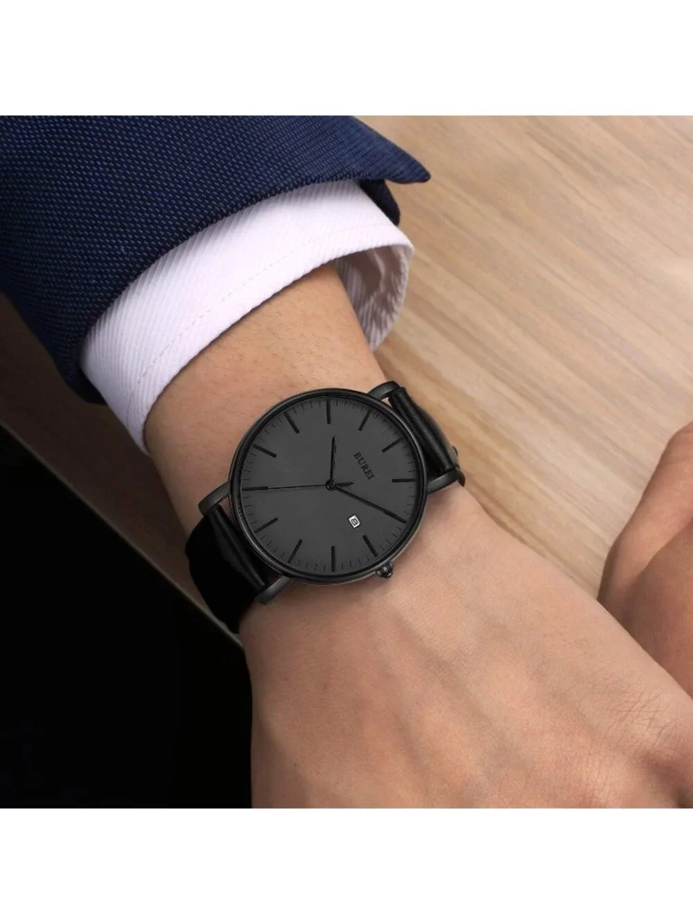 Mens All Black Band Classic Mesh Strap Minimalist Analog Quartz Waterproof Watch